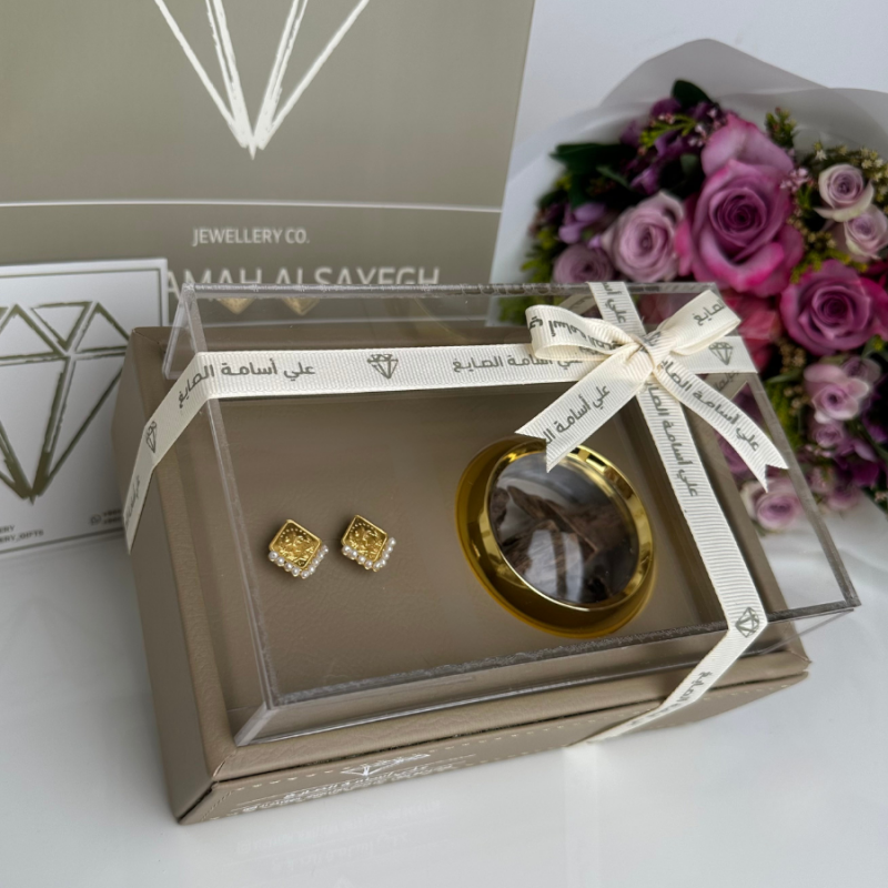   Quarter Lira Girl Earrings with Pearl and Bukhoor