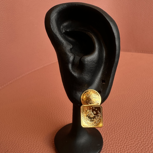 Two Original Bent 1/4 Lira Earrings