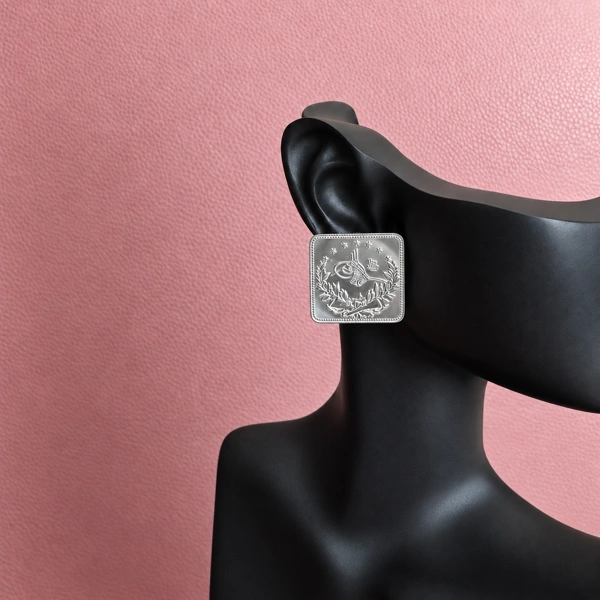 Silver Square Earrings Size 2